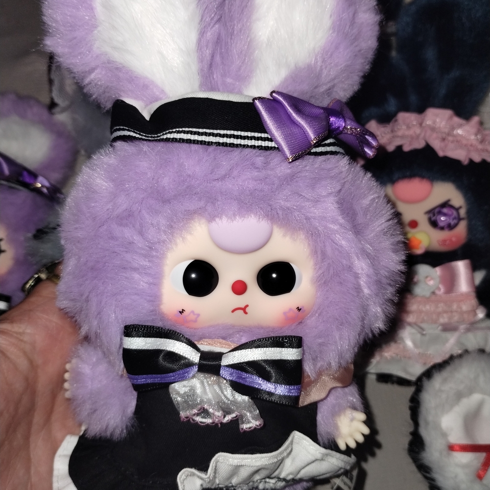 Gothic Lolita Bunny Stuffed Animal - Cream and Brown - Picture 9 of 11